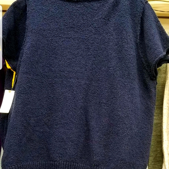 New Anthropologie Valentina Blue Short Sleeves Sweater Vneck Boucle Knit Top Tee - Picture 6 of 7